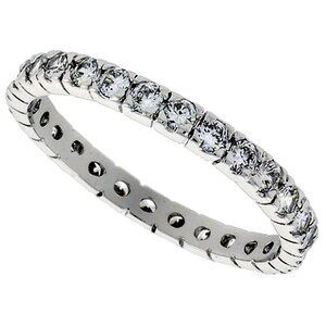 2mm Silver Round CZ Stackable Eternity Band Ring
